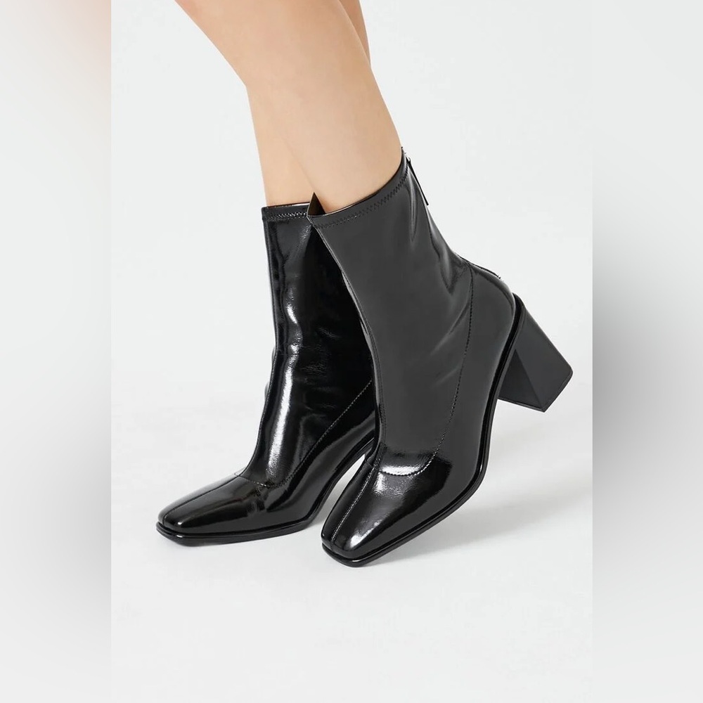 Sam Edelman Wells Slate Purple Stacked Block Heel Squared‎ Toe Ankle Boot Sz 6